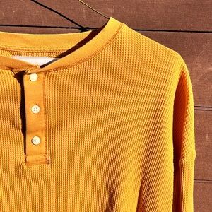 Everlane Mustard Waffle Knit Henley